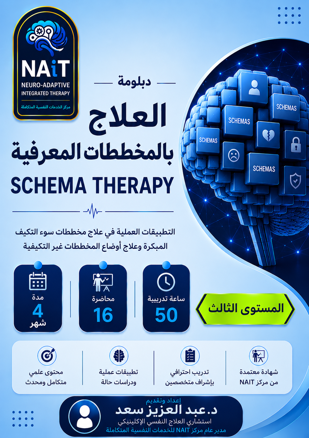 دبلومة العلاج بالمخططات المعرفية Schema Therapy – المستوى الثالث